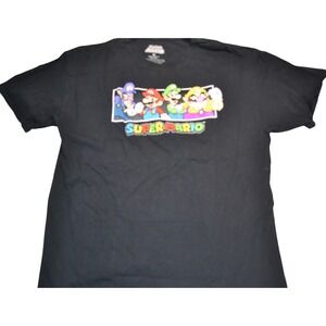 Super Mario Graphic T Shirt XL Black Nintendo Characters Video Game Tee‎ Men's